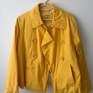 L.L.Bean Yellow Double-Breasted Cotton Jacket – Size Small – Spring Trench Style